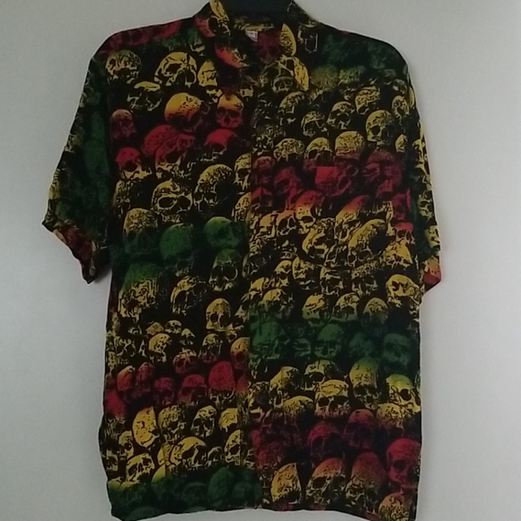 Rasta Skull Button up - Picture 1 of 3